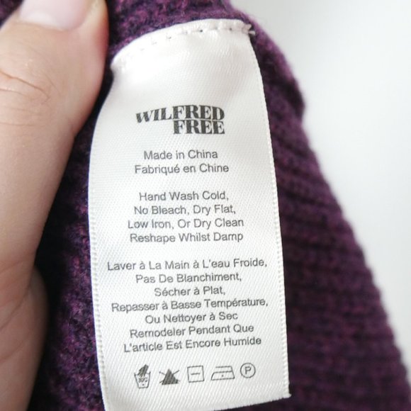 Artizia Wilfred Free 100% Wool Plum Purple Knit Sweater V Neck Medium - Picture 3 of 11